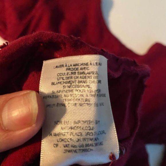 Anthropologie Maeve Women’s  Swiss Dot Blouse Size‎ 4 Maroon Scalloped Edge - Picture 9 of 10